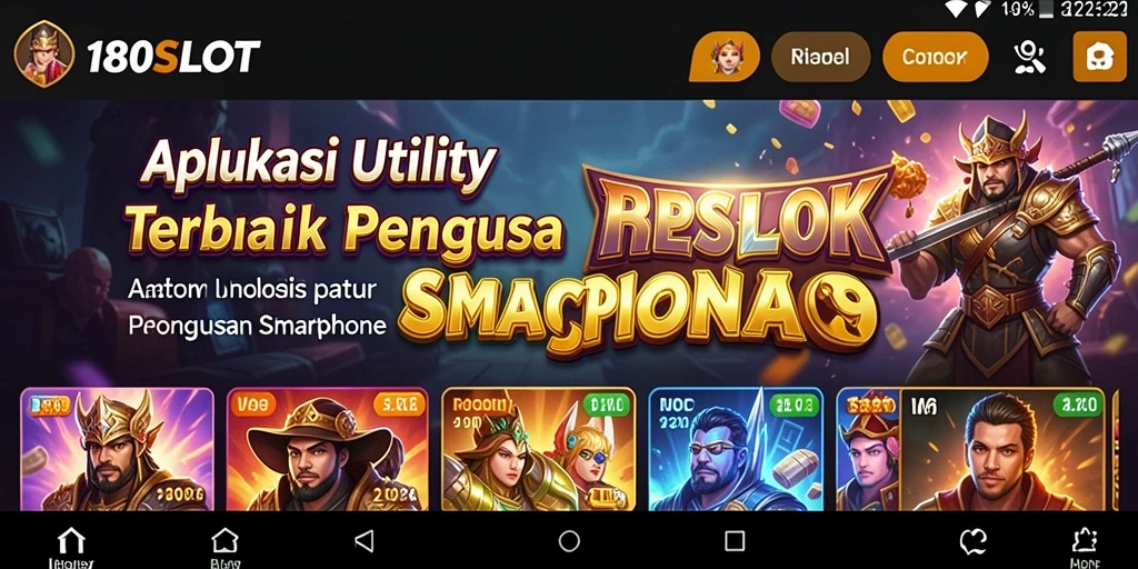 Screenshot tampilan utama aplikasi 180SLOT yang menampilkan fitur-fitur Utility.