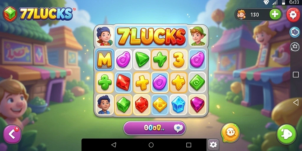 Screenshot gameplay <strong>77LUCKS</strong> menampilkan aksi seru mencocokkan objek.