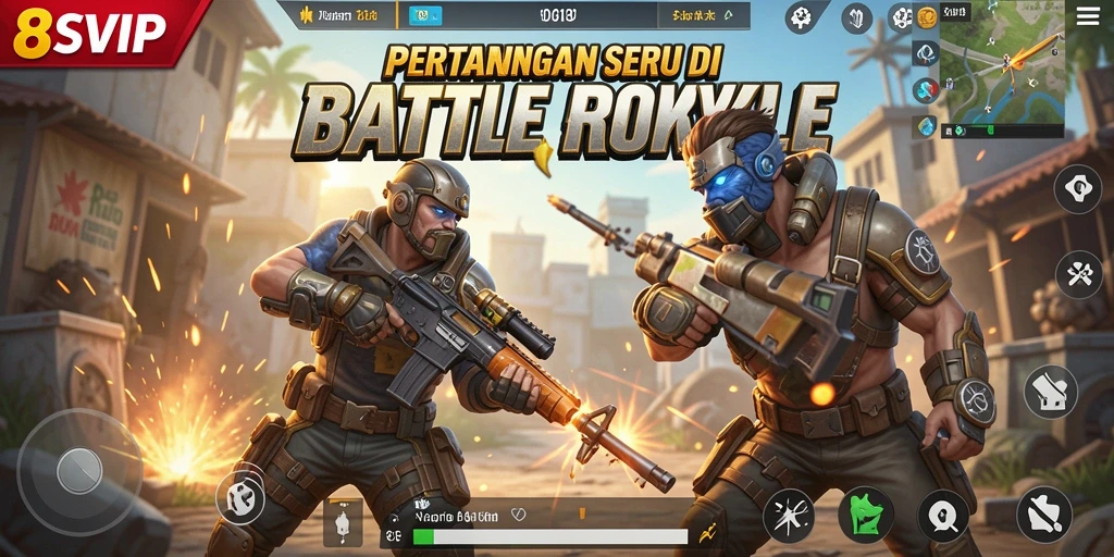 Gameplay seru dalam 8SVIP dengan aksi Battle Royale yang mendebarkan.