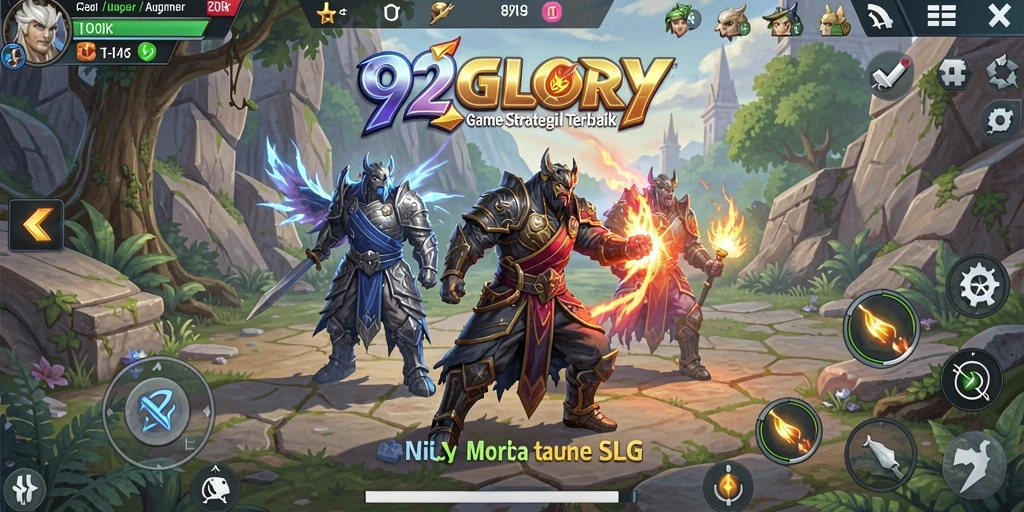 Gameplay seru dalam 92GLORY yang menunjukkan strategi dan pertempuran.
