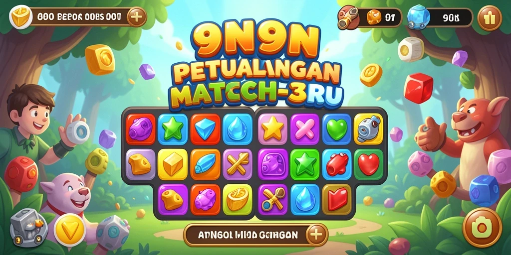 Gameplay seru dan penuh warna dari 9N9N dengan elemen Match-3.