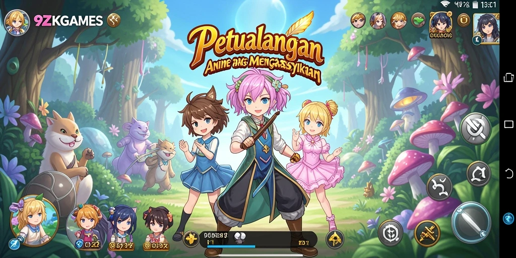 Screenshot gameplay Anime dari 9ZKGAMES yang menampilkan pertarungan menarik.