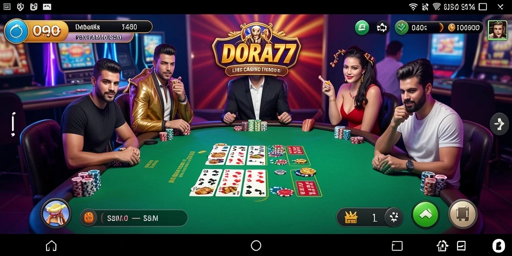 Screenshot DORA77 menampilkan gameplay Live Casino yang mendebarkan dan interaktif.