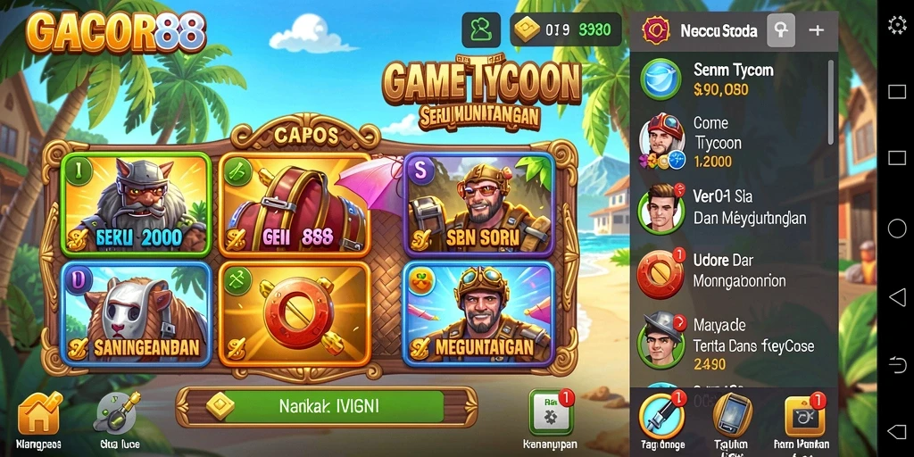 Screenshot utama GACOR88 menampilkan gameplay Tycoon yang menarik.