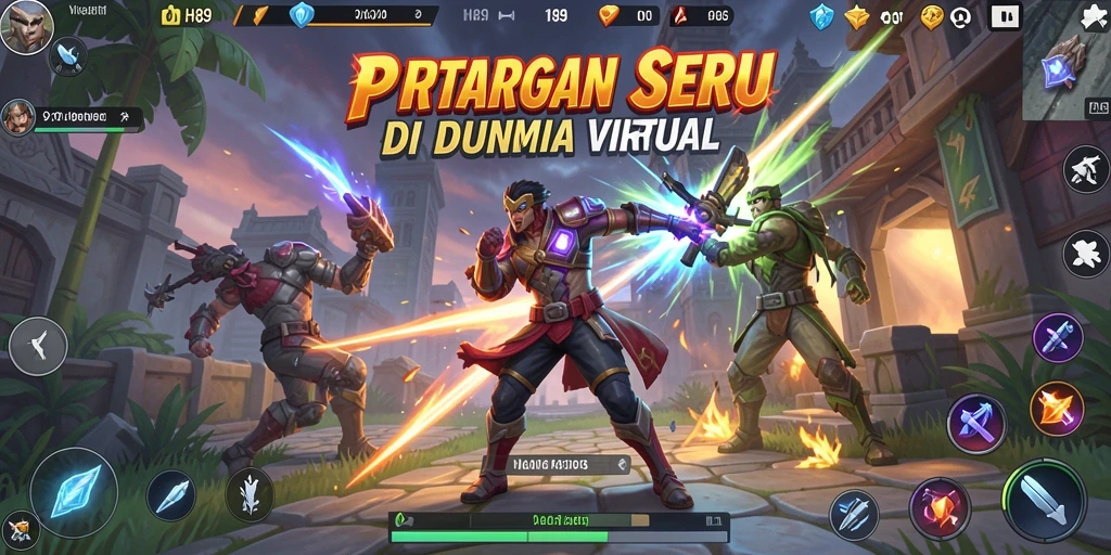 Screenshot H89 menampilkan pertarungan epik dengan karakter-karakter menarik.