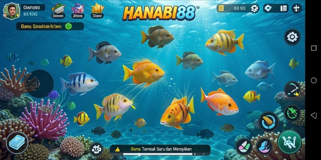 Tangkapan layar gameplay HANABI88 yang menampilkan aksi menembak ikan.
