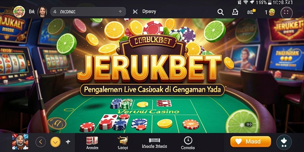 Screenshot utama JERUKBET menampilkan dealer cantik dan permainan kasino seru.