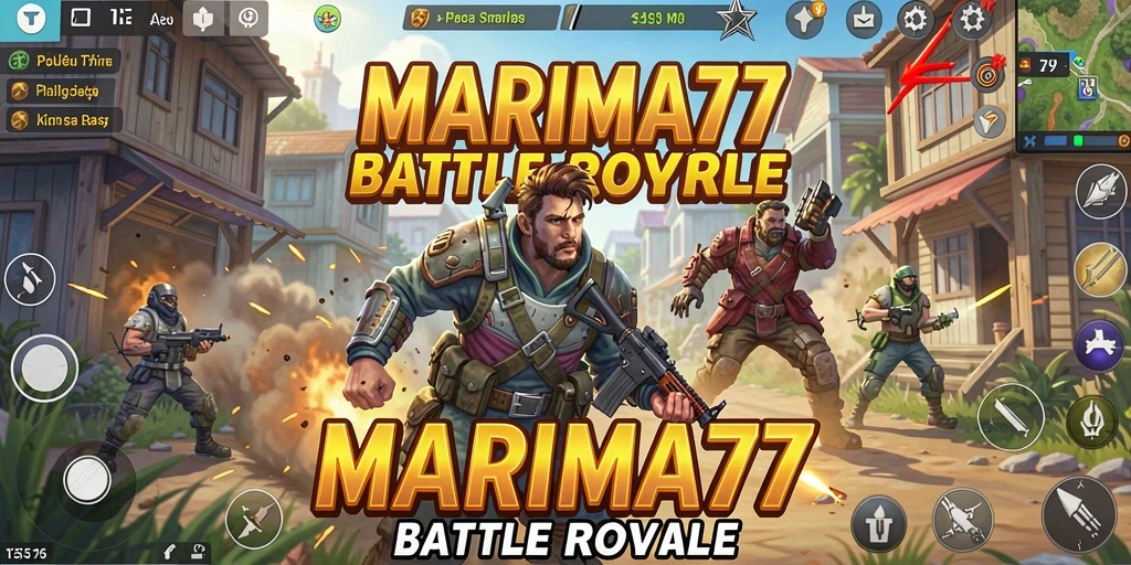 Screenshot MARIMA77 menampilkan aksi seru di arena Battle Royale.