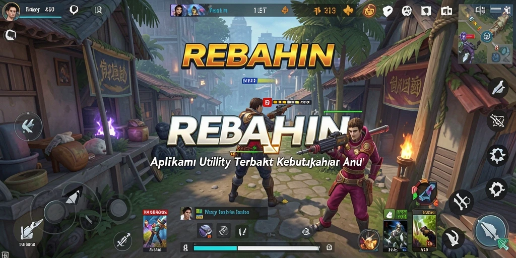 Tampilan antarmuka utama aplikasi REBAHIN yang menarik.