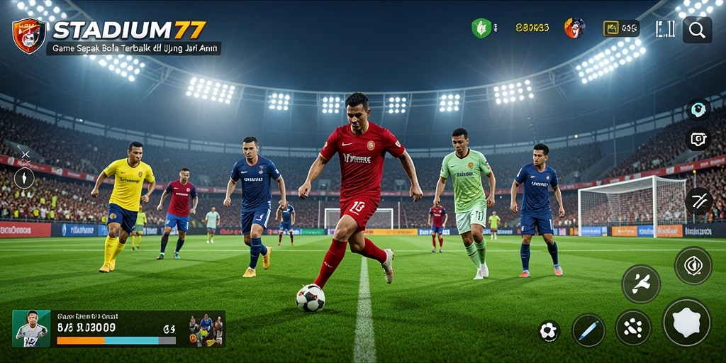 Tampilan mendebarkan gameplay sepak bola di STADIUM77.