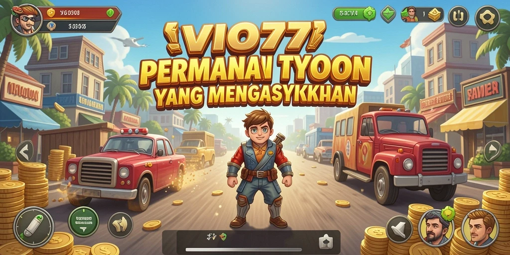 Screenshot gameplay VIO77 menampilkan suasana manajemen bisnis yang dinamis.
