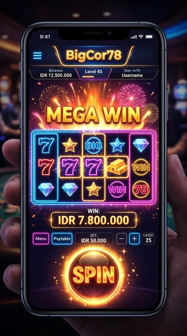 Tampilan antarmuka pengguna bigcor78 yang sederhana dan menarik.